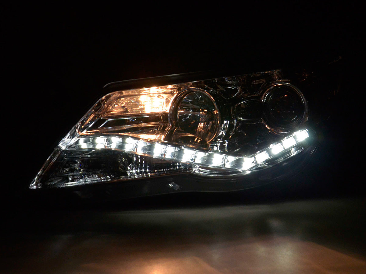 Scheinwerfer Set Daylight LED TFL-Optik VW Tiguan 07-11 chrom Scheinwerfer Set Daylight LED TFL-Optik VW Tiguan 07-11 chrom